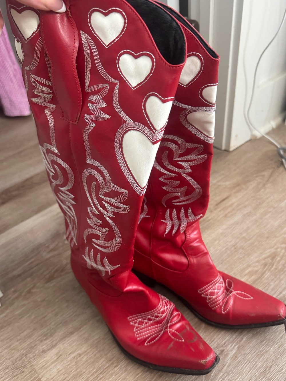 Red Women's Western Heart-Accent Boots